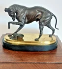 Bronze with two patinas old animal doggy wounded 19th ADELGUNDE VOGT