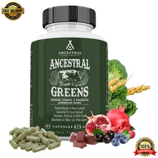 Ancestral Supplements Greens Powder Capsules - 615mg Each - 180 Count
