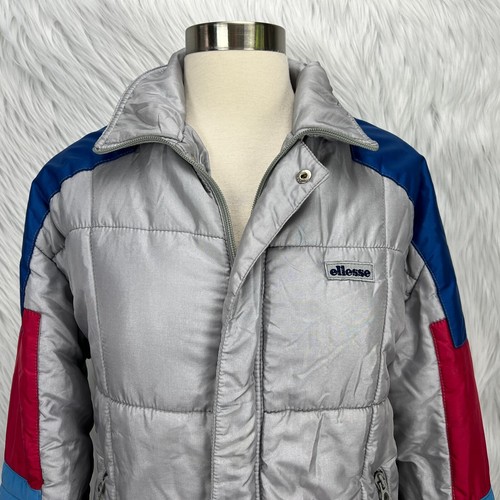Ellesse VTG Jacket Womens M Silver Colorblock Sleeve Full Zip Made in Italy - Picture 3 of 24