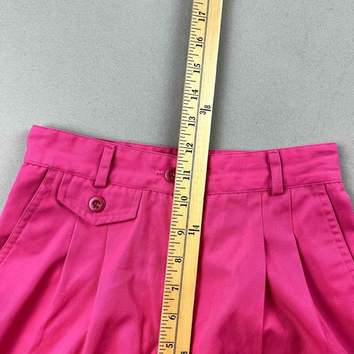 Vintage Pleated Chino Shorts Girls Small Pink 22" Waist High Waisted Sport 90s - Picture 10 of 10