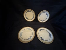 Vtg Wedgewood England Midwinter Blue Print Stoneware Bread Butter Plate Set 4