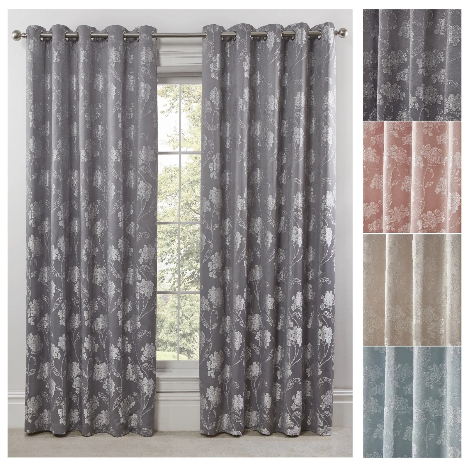 Curtains Eyelet Ring Top 2 Panel Ready Made Lined Floral Curtain Pair - Blossom
Opens in a new windo