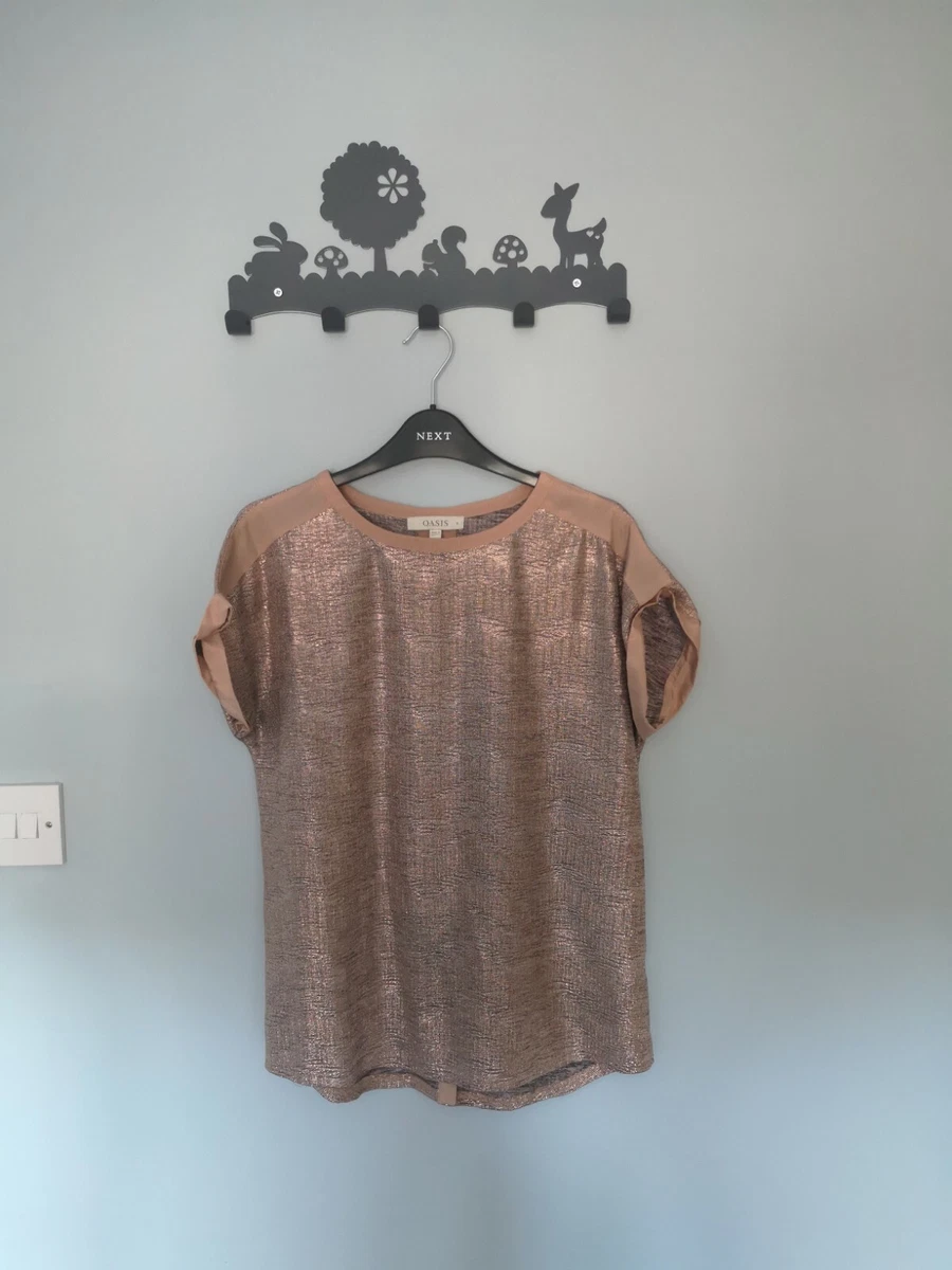 Rose Gold Shimmery Dressy Top. Oasis. Small eBay