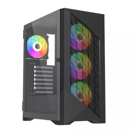 Vida Typhoon Black ARGB Gaming Case w/ Glass Window, ATX, Mesh Front, 4x ARGB...
