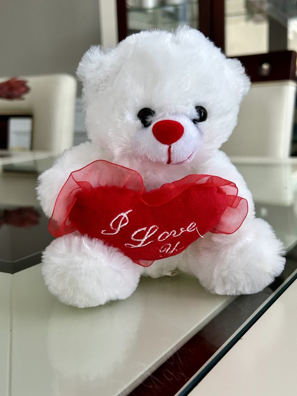 I Love You 6" White Teddy Bear with Heart Plush