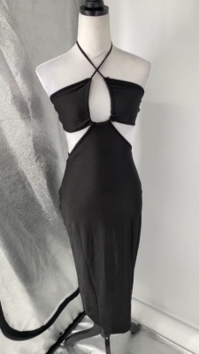 solid cut out halter midi dress Curve & Plus Solid Cut Out Halter Maxi Dress
