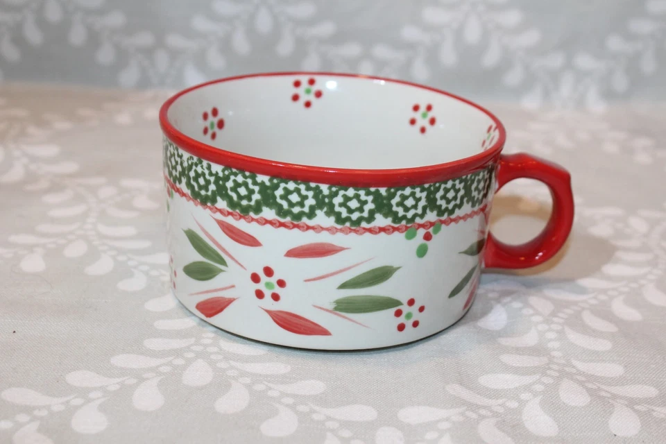 2 tazas de comida Temp-tations 979276 Holiday Santa, cuencos de sopa 22 oz rojo blanco verde Foto 4 de 4