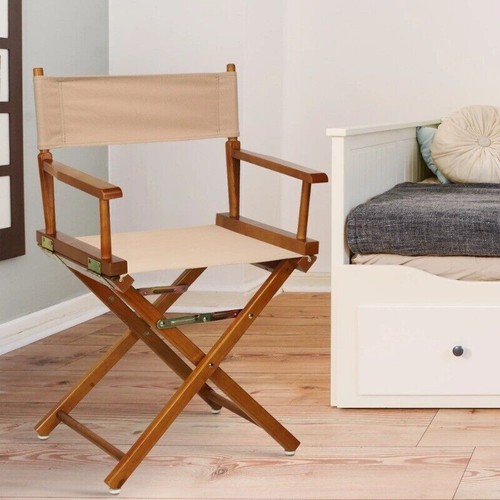 "18" Director's Chair Honey Oak Frame-Tan Canvas Folding Homes Schools Events