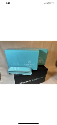 Urban Fit  Yoga Blocks 2 Pack - Sturdy Foam Block Set with Strap for Teal