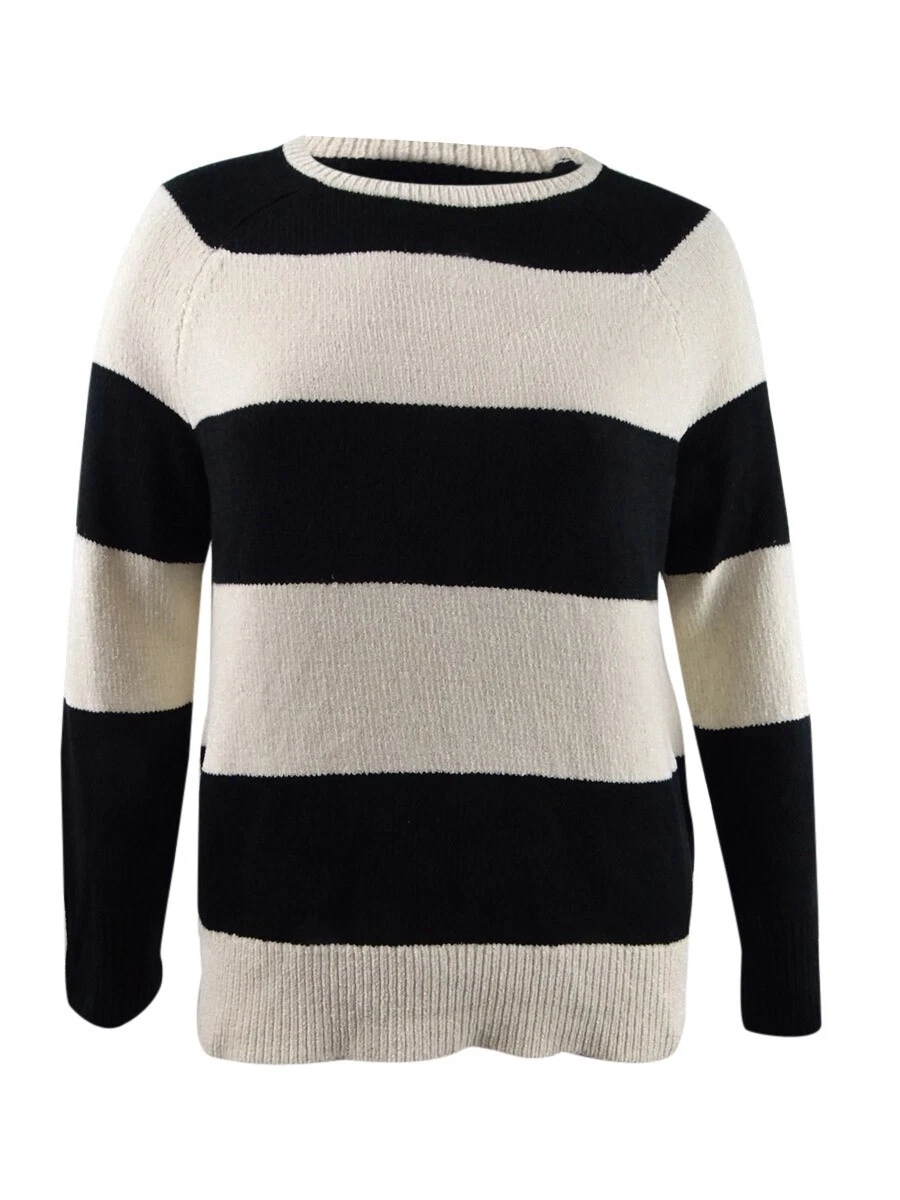 DKNY Women's Striped Sweater (L, Black/French Vanilla) | eBay