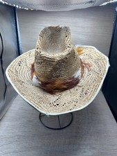Vintage Western cowboy hat Levi Strauss Straw Medium Feathers