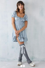 BNWT £44 Urban Outfitters Evie Prairie Mini Dress M Blue Lace Cottagecore