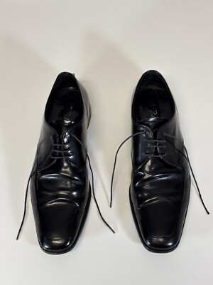 Prada Milano, 2E1598 Mens Black Leather Vero Cuoio, Oxford Dress