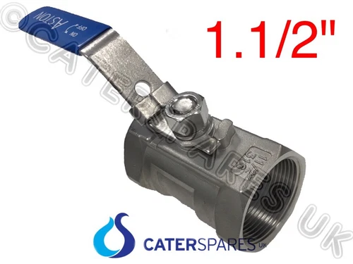 1.1/2" BSP HIGH TEMPERATURE UNIVERSAL FRYER OIL DRAIN SHUT OFF LEVER BALL VALVE