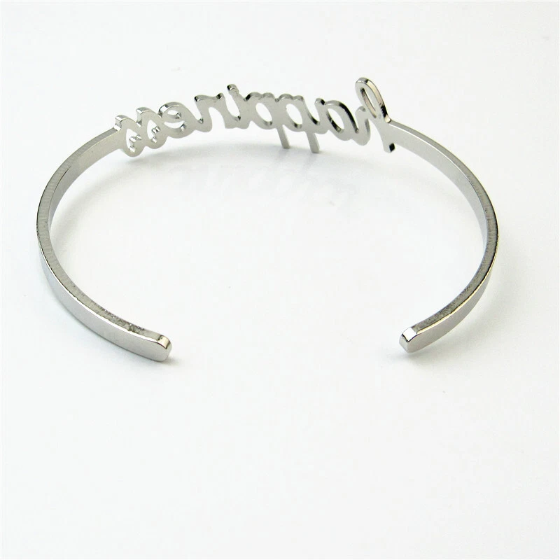 925 Versilbert Armreif Armband Ins Buchstabe Graviert Glück Liebe Krone Gift - Bild 2 von 4