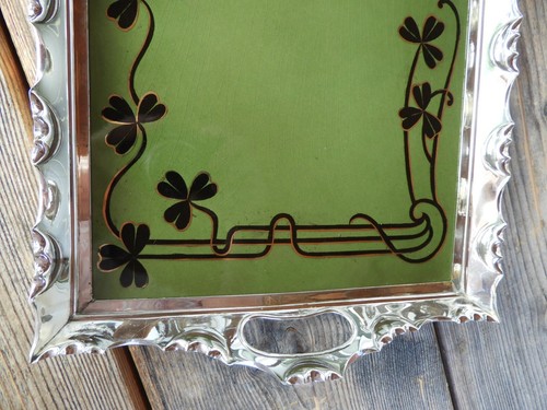 1920 VILLEROY & BOCH METTLACH Art Deco vassoio da portata cromato trifoglio - Foto 7 di 8