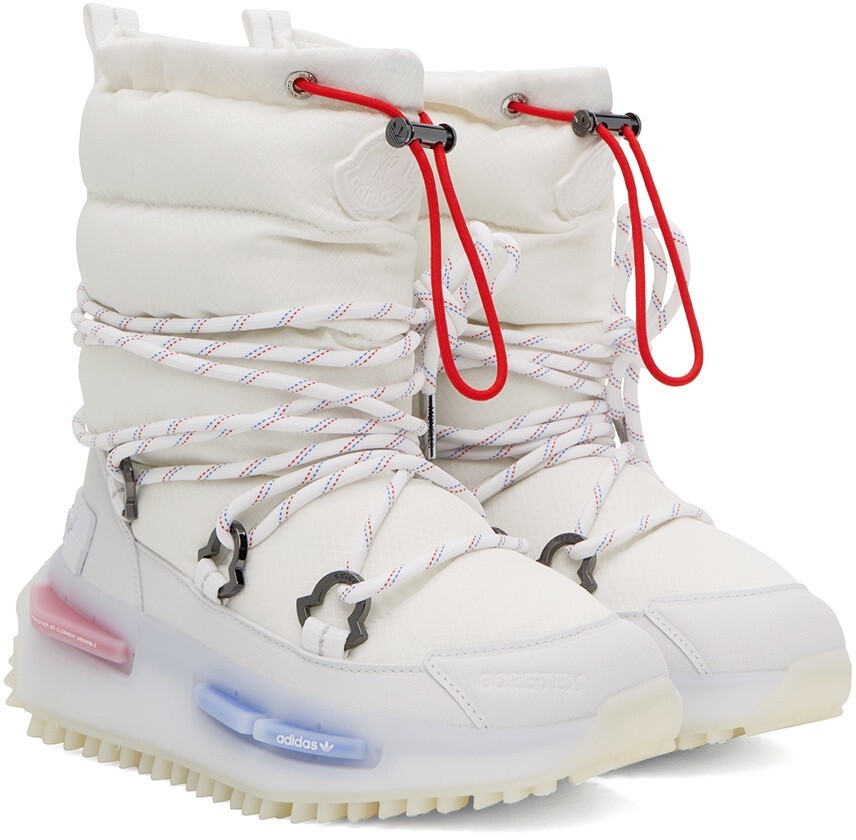 SALOMON Scarpe stivali Adidas x Moncler GoreTex triple bianche quasi nuove Boost Top rare taglia 7UK