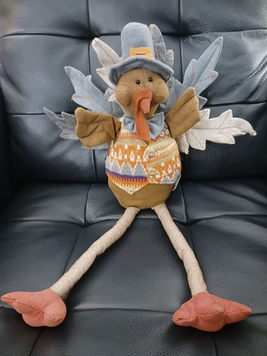 Thanksgiving Dekor: Groß 23 Zoll Truthahn Plüsch Stofftier Regal Sitzer mit Pullover Weste - Bild 2 von 16