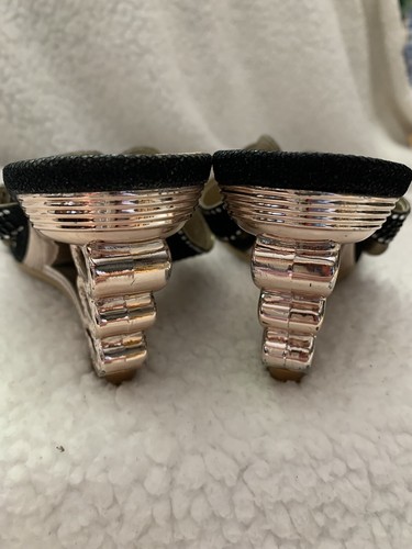 John Fashion Black Daisy Sparkle Wedge Heels. Woman’s 8M - Picture 3 of 12