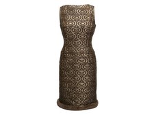 Brown & Gold Oscar de la Renta Jacquard Fur-Trimmed Dress Size US S