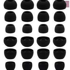 12 Pairs Silicone Earbud Tips in Black - Perfect for All In-Ear Models