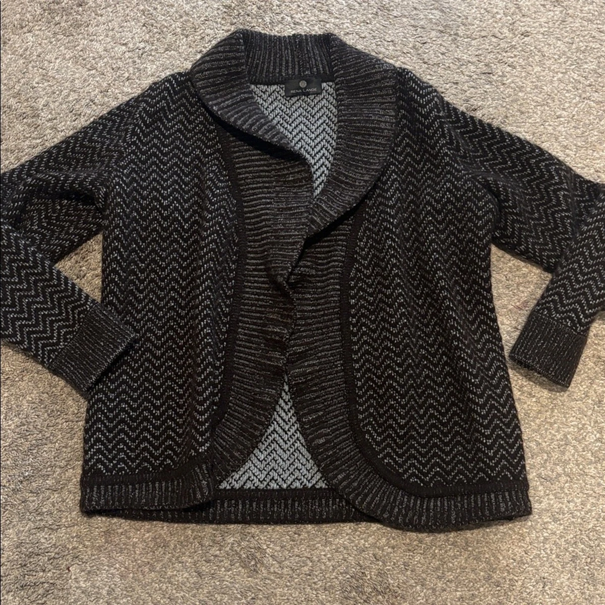 Blazer Rena Lange 90% Cachemire - Taille 40 - Noir Avec Bordure Velours - Occasion Très Bon état