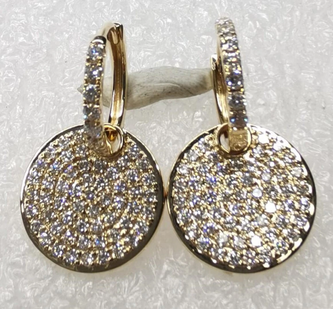 14K Yellow Gold Natural Diamond Disco Huggie Earrings 0.89 ct tw G SI1 Women's