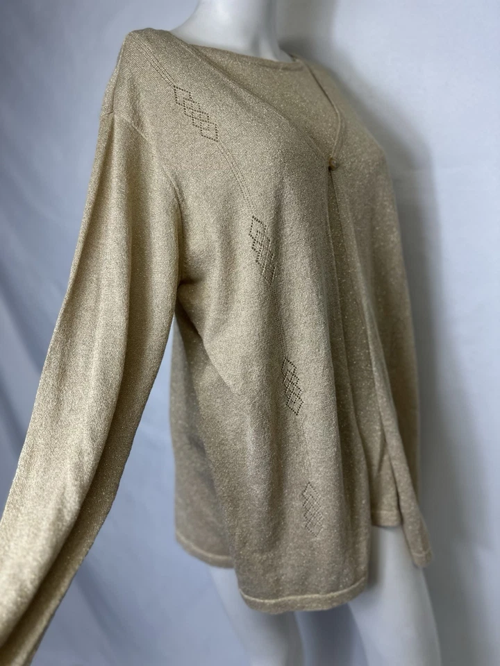 DE COLECCIÓN JACLYN SMITH PLUS GOLD SPARKLE 2 PIEZAS SUÉTER ETIQUETA DICE X/X MEZCLA DE SEDA Foto 4 de 4