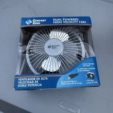 Comfort Zone Dual Powered High Velocity Fan