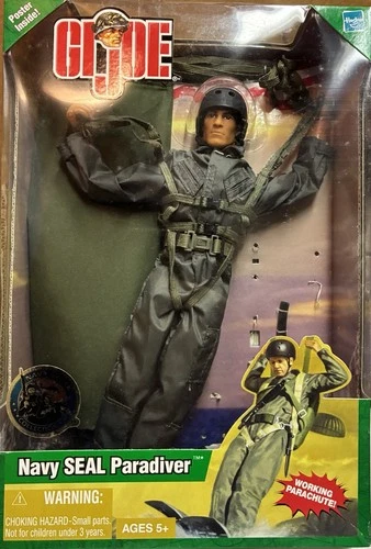 Hasbro 2003 G I Joe Navy Seal Parachute Paradiver 12" Action Figure Toy