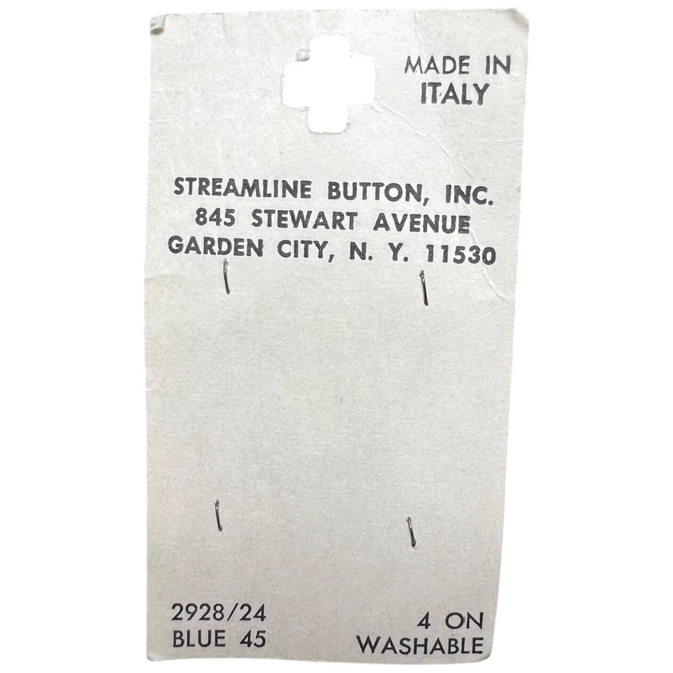 Vintage Streamline Italy Blue Translucent Buttons NOS Garden City NY - Image 2 of 2