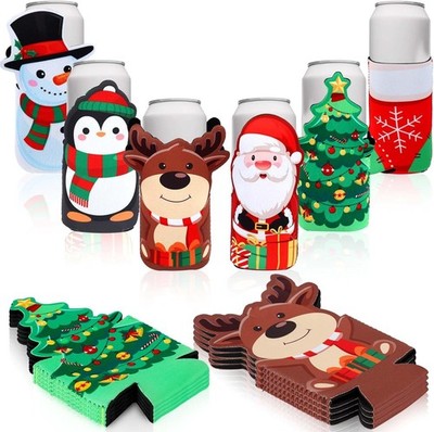 Ziliny 24 Pcs Christmas Party Supplies Beer Can Cooler Sleeves 12oz-16oz
