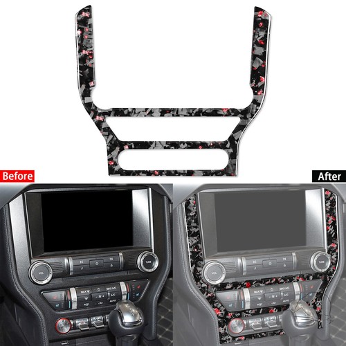 Red Forged Carbon Fiber Console Radio CD Panel Cover For Ford Mustang GT 2015-23 - Bild 1 von 7