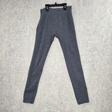 Grey Womens Knit Leggings Elastic Waist Fitted Heathered Full-Length Polyester