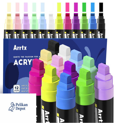 Arrtx Acrylmarker Set 12 Farben Jumbo 10 mm Filzspit