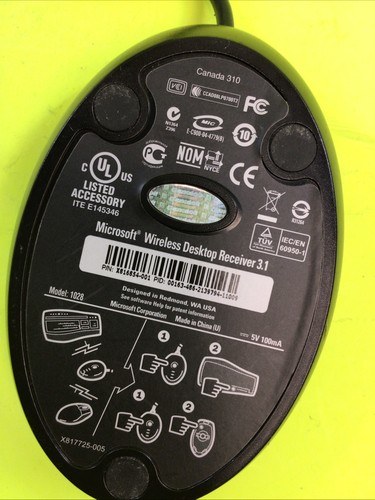 Microsoft Wireless Desktop Mouse Keyboard Receiver 3.1 Model 1028 - 第 2/2 張圖片