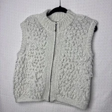 APT 9 Women Vest Jacket Gray Knit Full Zip Sleeveless Round Neck Wool Size XL