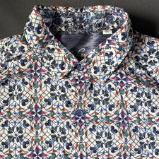 Robert Graham Shirt Mens Medium White Rainbow Floral Preppy Classic Flip Cuff