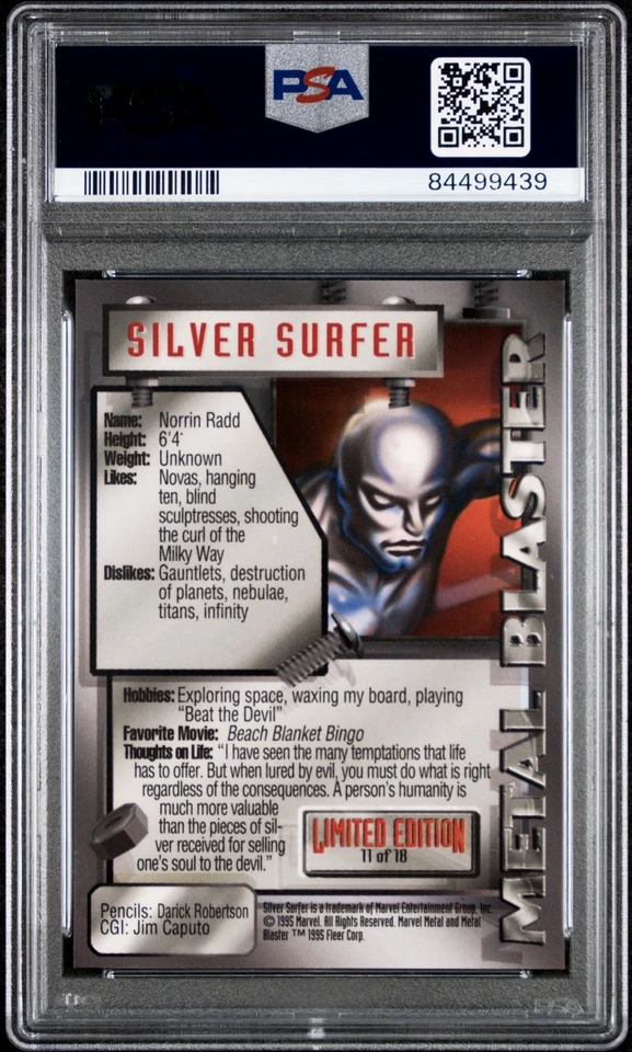 1995 Marvel Metal Blaster #11 Silver Surfer PSA 10 💎 🔥 RARE 🔥 - Image 2 of 2