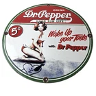Vintage Dr Pepper Sign - Porcelain Cola Soda Beverage Gas Station Advertise Sign