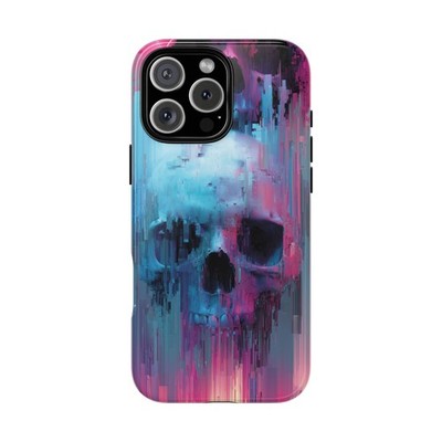 For iPhone / Galaxy / Pixel | Phone Ink Case - Glitch Skull Blue Abstract