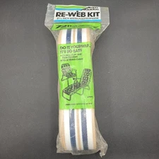 Arden Paradise Re-Web Kit 2-3/16" x 72' Beige Blue White Striped NOS Lawn Chair