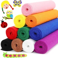 Large Stiff Felt Sheets Bundle:  10pcs 8x35Inch Assorted Rainbow Color Felts She