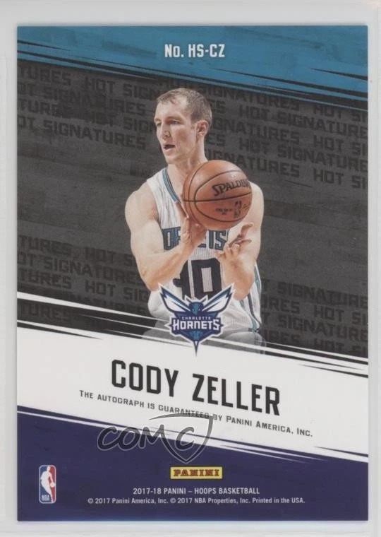 2017-18 Panini NBA Hoops Hot Signatures Cody Zeller #HS-CZ Auto - Image 2 of 2