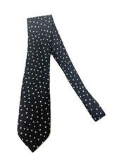 Brioni Hand Made in Italy Thick Woven Black Satin Tumbling Neat Floret Silk Tie