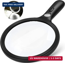 Magnifying Glass with Light Large 24 LED, 10X Handheld Illuminated Lighted Magni