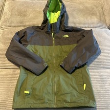 The North Face Zip Gray Olive Green DryVent Windbreaker Jacket Youth M 10-12Y