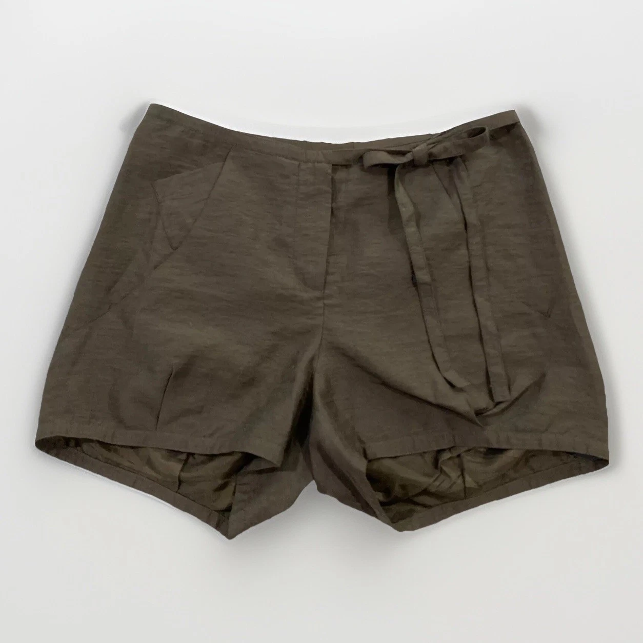Anthropologie Twinkle by Wenlan Shorts Pleat Accents Pockets Sz 2 Relaxed Army