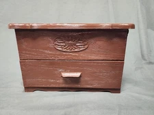 Vintage Lerner Wood Grand Plastic Sewing Trinket Box w/ Drawer for storage