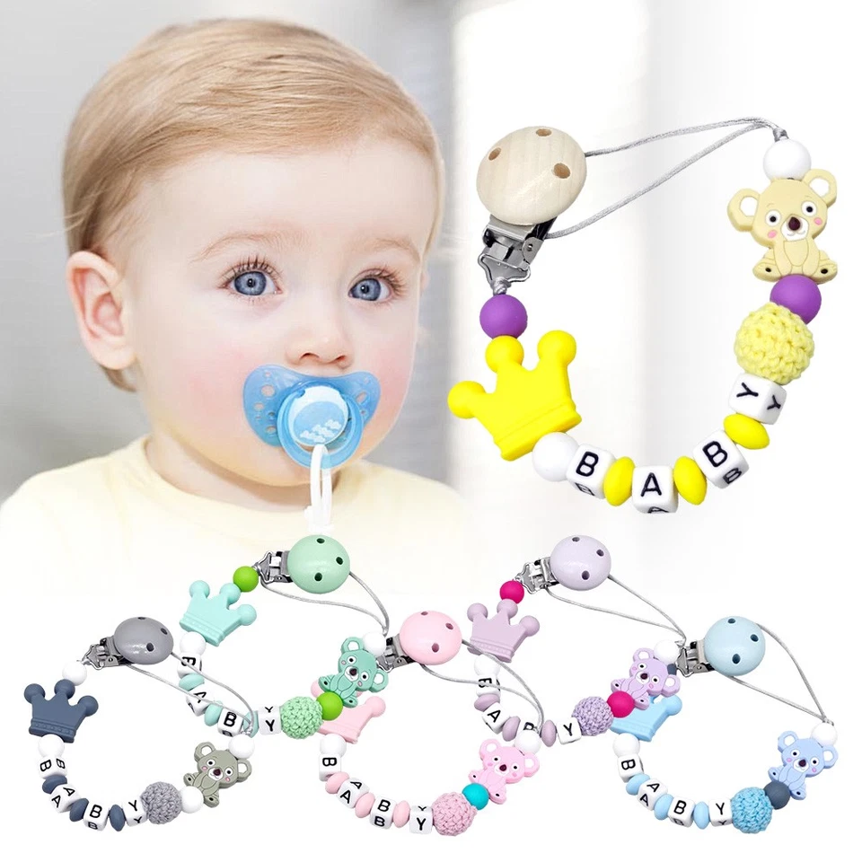 Personalised Baby Dummy Soother Pacifier Silicone Clip Holder Strap Chain Gift - Image 3 of 4